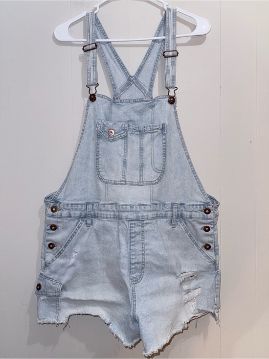 No Boundaries Pants - No Boundaries Distressed Light Wash Denim Short Overalls XXL 19